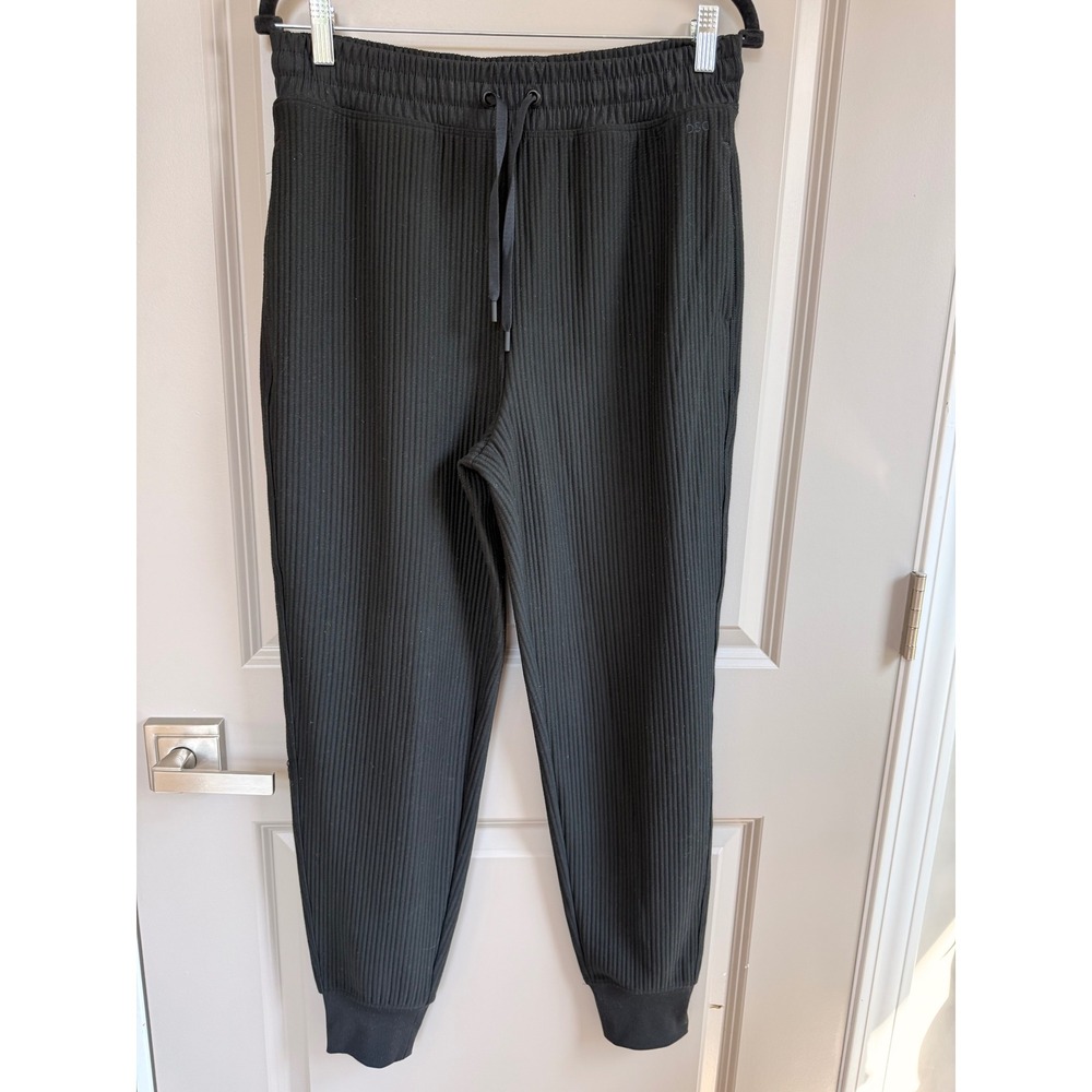 DSG Womens Black Ribbed Joggers Size Medium Elastic Drawstring Waist Activewear